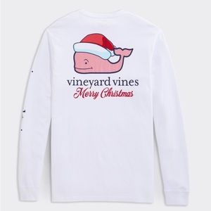 Vineyard Vines Santa Whale Christmas Long-Sleeve Pocket Tee Unisex Size Large